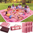Boao Extra Large Picnic Blanket, 98" x 78" Red Gingham Picnic Blanket Set by Boao