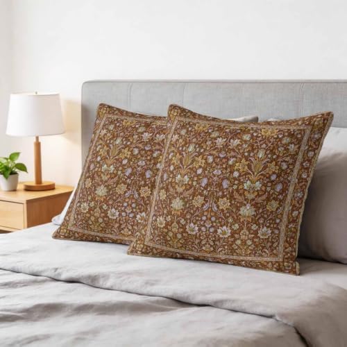 26x26 Pillow Covers Set of 2, Vintage Brown Floral Boho Square Throw Pillow Covers for Couch/Sofa/Living Room, Retro Ethnic Tribe Abstract Art Decorative Soft Pillowcases for Couch Throw Pillows - Image 6