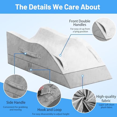 TranquilRelax Leg Elevation Pillow for After Surgery, Light Grey & White - Image 4