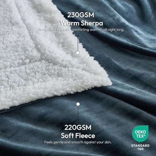 NANPIPER Warm Sherpa Blanket Queen Size for Bed, Soft Fleece for Winter, Fuzzy Plush Throw Gift for Women, Forest Green 90x90 Inches - Image 5