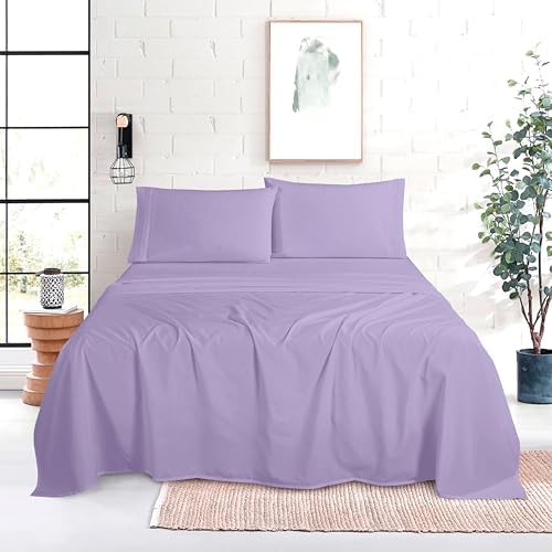 Mocassi Cal King Size 4-Piece Bed Sheet Set - 1800 Premium Hotel Quality Microfiber 18-24 Inches Extra Deep Pocket Fitted Sheet- Luxury Soft, Breathable, Wrinkle, and Fade Resistant, Lavender - Image 2