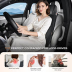Coverado Lumbar Support and Headrest Pillow for Car, Integrated Design Ergonomic Memory Foam Head Neck Support Pillow for Driving Seat, Soft Leather Breathable Back Support, Back Pain Relief, Black - Image 3