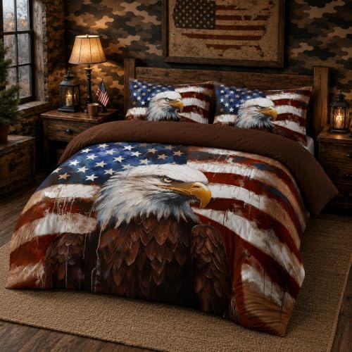 CCoutueChen Camouflage American Flag Comforter Set, Twin, Brown - Image 2