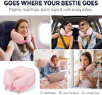 Memory Foam Travel Neck Pillow for Women and Girls, 360° Adjustable Neck Support for Airplane & Car, Hands-Free Crossbody Carry, Soft Compact Travel Pillow with Cute Storage Case for Flights (Pink) - Image 5