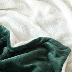 NANPIPER Bed Blanket Reversible Sherpa Flannel Blanket Super Soft Fuzzy Plush Fleece Microfiber (90"x90" Olive Green) Queen - Image 5