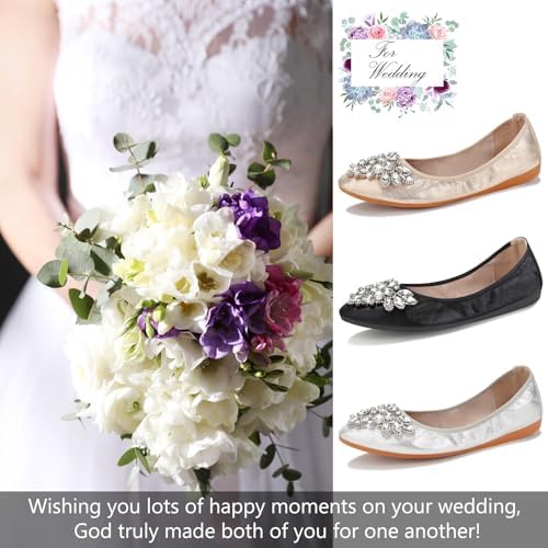 KUNWFNIX Women Ballet Flats Rhinestone Wedding Ballerina Shoes Foldable Sparkly Comfort Slip on Flat Shoes - Image 6
