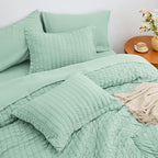 Seersucker Light Green California King Comforter Set, 7-Piece Bed in a Bag - Image 4