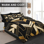 WeCozy Full Comforter Set with Sheets, 7 Pieces Geometric Gold Bedding - Image 4