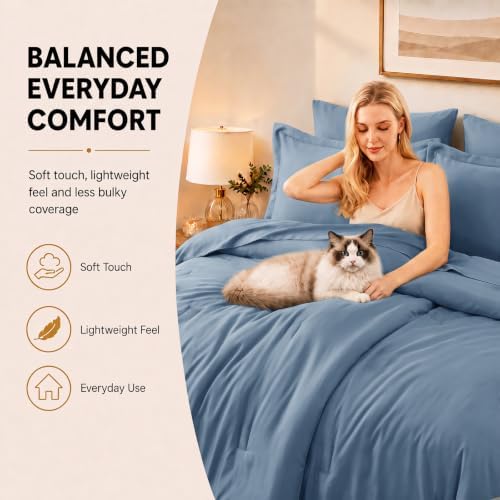 CozyLux Full Size Comforter Set Grayish Blue, 7 Pieces Bed in a Bag - Image 4