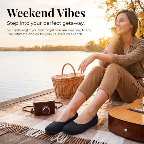 Puxowe Women's Ballet Flats Stretch Knit Comfortable Slip On Walking Shoes - Image 3