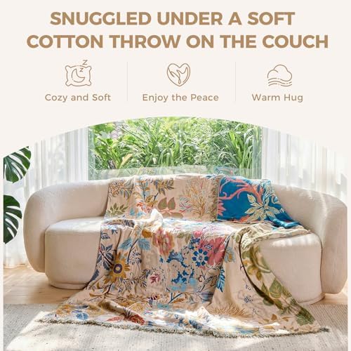 LUTBM Boho Throw Blanket for Couch 50"x60", Cotton Decorative Bed Throw - Image 4