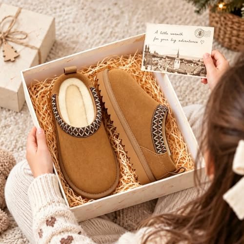 Kids Genuine Suede Slippers Fuzzy House Shoes Indoor Outdoor - Image 2