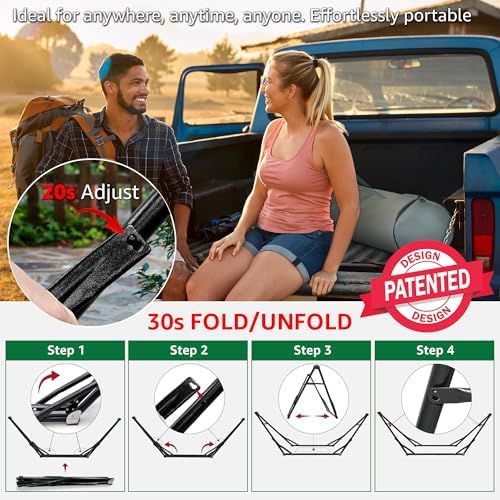 Tranquillo Unity with Hammock Stand; Premium Quality, 800 lbs Capacity, 30-Second Easy Setup, Durable Steel Frame, Pre-Assembled and Portable for Indoor & Outdoor Use, Navy - Image 6