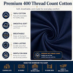 Zipper Cot Fitted Sheet, 30 x 75 Camping Cot Mattress Sheets, 400 Thread Count 100% Cotton, Includes 1 Wraparound Base, 2 Removable Zipper Top Sheets & 2 Pillowcases, 8 Inch Deep Pocket, Navy Blue - Image 6