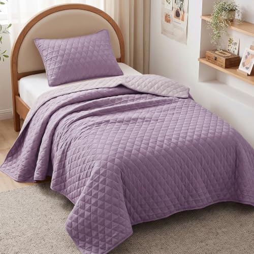 Exclusivo Mezcla Reversible Twin Quilt Bedding Set, Dusty Lavender by ExclusivoMezcla