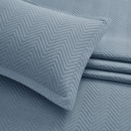 IR Imperial Rooms Twin Quilt Bedding Set Washed Blue Bedspread Wave - Image 5