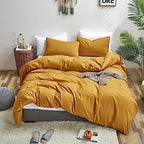Luxlovery Mustard Yellow Comforter Set Full Dark Yellow Bedding Sets Full Size Ginger Quilts Blanket Comfy Lightweight Cozy Solid Color Comforter Set for Women Men - Image 3
