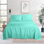 Mocassi Cal King Size 4-Piece Bed Sheet Set - 1800 Premium Hotel Quality Microfiber 18-24 Inches Extra Deep Pocket Fitted Sheet- Luxury Soft, Breathable, Wrinkle, and Fade Resistant, Paradise Teal - Image 2