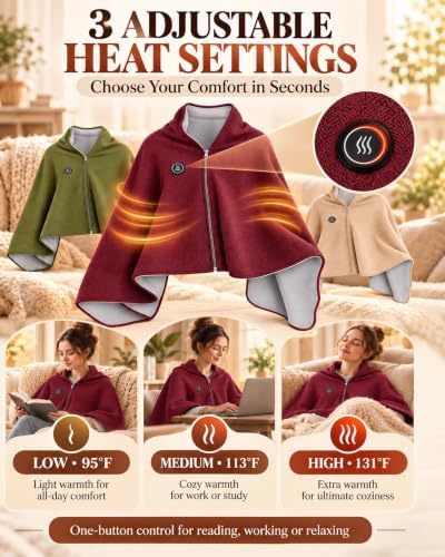 2027 New Heated Shawl Wraps for Women, USB Wearable Blanket - Image 3