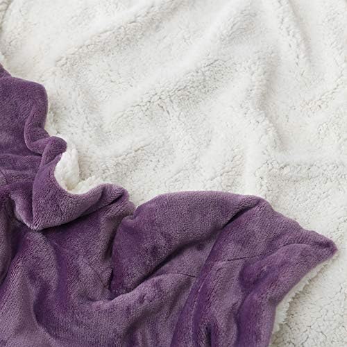 NANPIPER Throw Blanket Reversible Sherpa Flannel Bed Blanket Super Soft Fuzzy Plush Fleece Microfiber (90"x90" Cassis Purple) Queen - Image 4