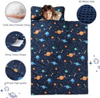 PHF Toddler Nap Mat with Removable Pillow and Minky Blanket, Rollup Design Kids Sleeping Mat, Slumber Bags for Boys, 55"x23" Toddler Sleeping Bag for Daycare Preschool Travel Camping, Space - Image 4