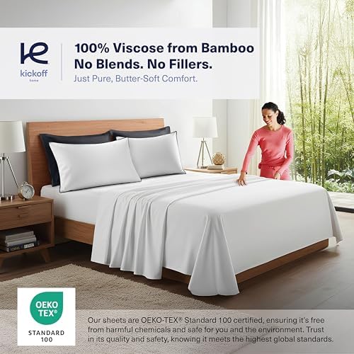 Kickoff Viscose Bamboo Pillowcase, Queen, Set of 2, 100% Organic Hidden Zippered Viscose Bamboo Pillow Case Queen Size, Cooling Pillow Cover for Hot Sleepers (20"x30", Trimmed, Onyx Black) - Image 2