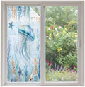 Window Privacy Film Frosted, Coastal Jellyfish Non-Adhesive Static Cling Window Tint, Blue Ocean Coral Summer Beach Seaweed Insulated Windows Frosted Films for Living Room, 35.4 x 78.7 Inches by Unknown