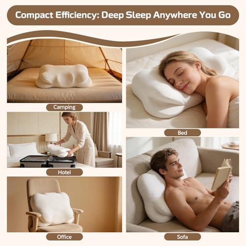 Cloud Pillow, Ergonomic Memory Foam Pillow, Cervical Neck Support & Pressure Relief, Cooling Breathable Cover, Sleep Relaxer for Side, Back & Stomach Sleepers - Image 7