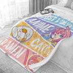 Anime Throw Blanket, Anime Gifts for Girls, Kawaii Cats Ramen Decor - Image 2