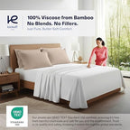 Kickoff Viscose Bamboo Pillowcase, King, Set of 2, 100% Organic Hidden Zippered Viscose Bamboo Pillow Case King Size, Cooling Pillow Cover for Hot Sleepers (20"x40", Iced Latte) - Image 2