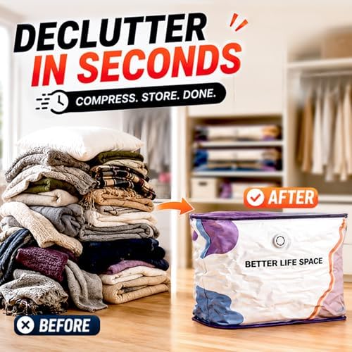 Svozk No Pump Vacuum Storage Bags, Better Life Space Bags, Large Capacity Compression Storage Bags For Clothes, Bedding & Blankets, Space Saving Vacuum Seal Bags Without Pump (3, 70x50x32cm) - Image 3