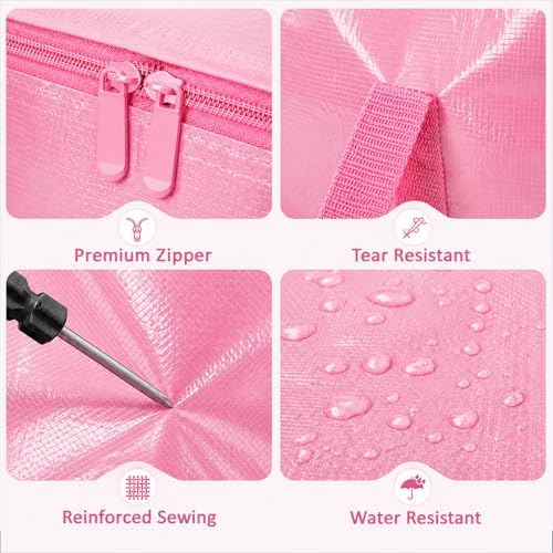 Songrey Extra Large Heavy Duty Moving Bags, 6 Pack, Pink - Image 3