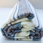 DAVLINA, Alpaca Wool Throw Blanket | Super Soft, Lightweight, Breathable and Hypoallergenic | Non-Itchy or Scratchy (Blue White Varicolored, Striped) - Image 4