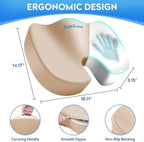 CushZone Memory Foam Seat Cushion for Office Car & Wheelchair, Khaiki - Image 3