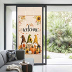 Window Privacy Film Frosted, Thanksgiving Non-Adhesive Static Cling Window Tint, Fall Gnomes Pumpkin Maple Leaf Sunflowers Insulated Windows Frosted Films for Living Room, 35.4 x 78.7 Inches - Image 2