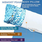 1 MIDDLE ONE Cooling Body Pillow, Memory Foam Body Pillows for Adults Sleeping, Long Pillow for Bed, Big Large Body Pillow for Side Sleeper, 20x54 Inch (White Blue Hex) - Image 2