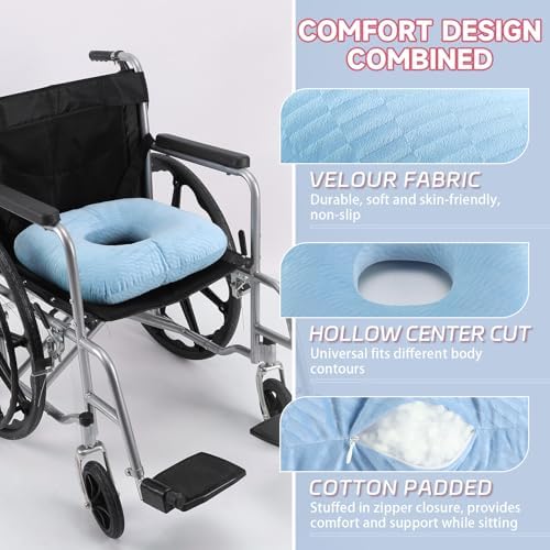 Anti-Slip Wheelchair Cushions, Bed Sore Cushions for Butt, Ergonomic Innovations Orthopedic Donut Pillow, Medical Seat Cushion for Sciatica, Back, Coccyx, Pressure Sore (L-Blue) - Image 4