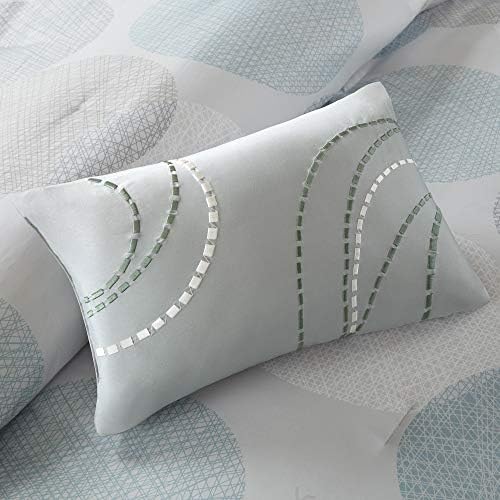 Madison Park Essentials Twin Comforter Set, Geometric Bed in a Bag Aqua 7PC - Image 4