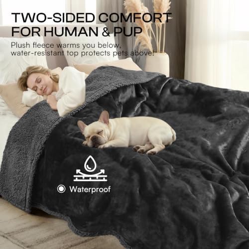 Luciphia Waterproof Blanket for Large Dog, Reversible Sherpa Bed Cover - Image 5