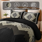 Dintszyayue Aztec Quilt Set Queen, Black Brown Boho Lightweight Bedspread - Image 4