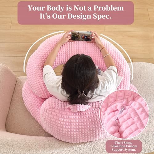 19" Reading Pillow for Bed,U Shaped Arm & Elbow Support,Pink Flannel - Image 4