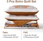 Dintszyayue Boho Full Quilt Set, Terracotta Aztec Reversible Bedspread - Image 7