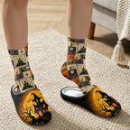 Jeiento Fuzzy Slippers and Crew Sock Set for Women Men Couple Warm Cozy Memory Foam House Shoes Soft Slip-on Slides for Home,Travel - Image 3
