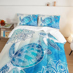 HOSIMA Sea Turtle Queen Comforter Set,Coastal Bedding with 2 Pillowcases. - Image 4