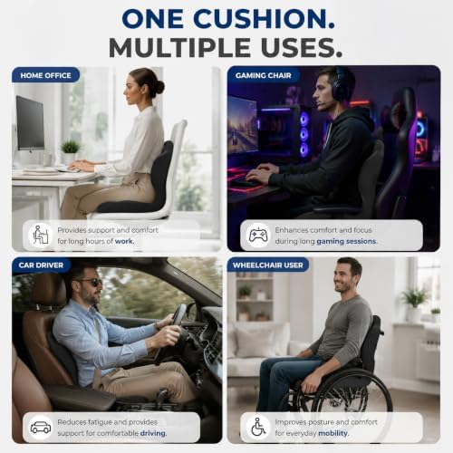 L-Shaped Ergonomic Seat Cushion with Lumbar Support for Office Chair Green - Image 6