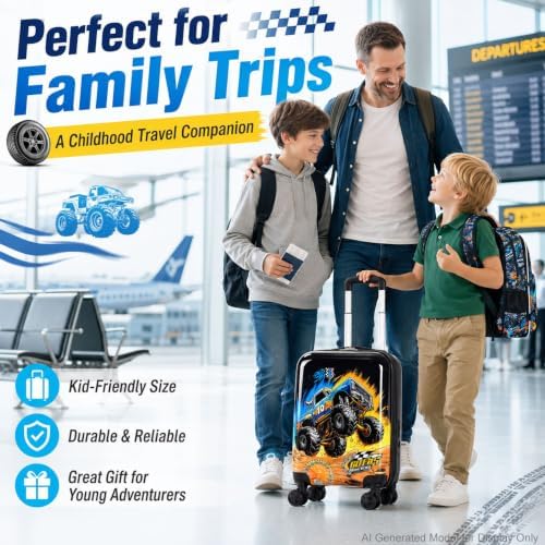 5PCS Kids Luggage Boys Suitcase Set, 16" Hardside Carry-on Truck - Image 2