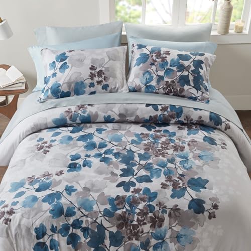 Madison Park Essentials King Comforter Set, Floral Bed in a Bag Blue 9PC by MadisonParkEssentials