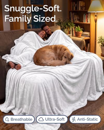Fleece Blanket Giant Size 120" x 180" - Ultra-Soft Flannel Throw - White - Image 4