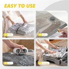 15 Pack Vacuum Storage Bags with Electric Pump, 70KPa Travel Space Saver Bags, Reusable Vacuum Seal Bags for Clothing, Suitcase, Travel & Home Use, White - Image 7