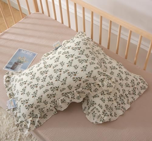 100% Cotton Muslin Toddler Pillowcases 2 Pack，13"x 18" Ultra Soft Breathable Travel Pillow Case Cover, Ruffle Pillow Case for Kids, Boys, Girls, All Season use, Machine Washable - Image 5